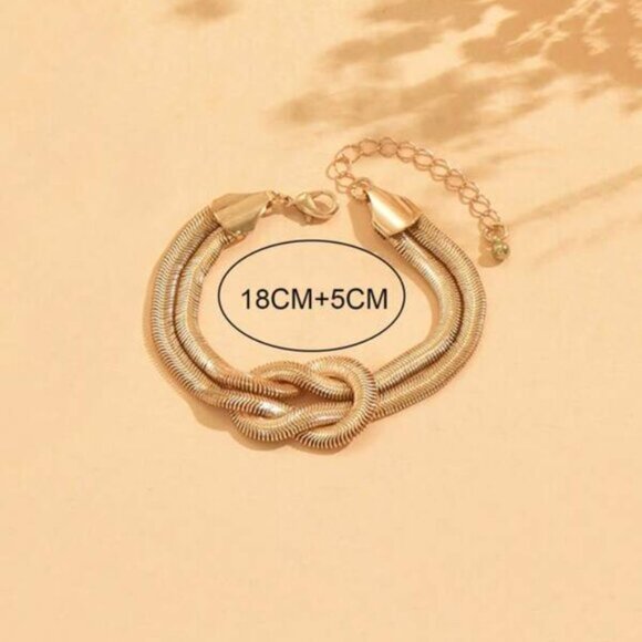 18K Gold Filled Double Knot Snake Chain Bracelet - Picture 4 of 4